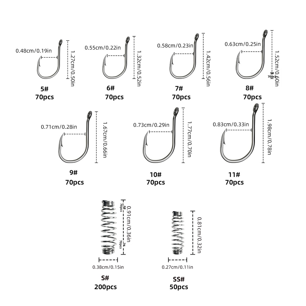 Fishing Hook Assortment - خطافات صيد الربيع 730 قطعة متنوعة