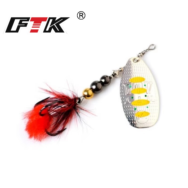 FTK المعادن الصيد إغراء سبينر  - مراجعة Fishing Hook Treble وسعره