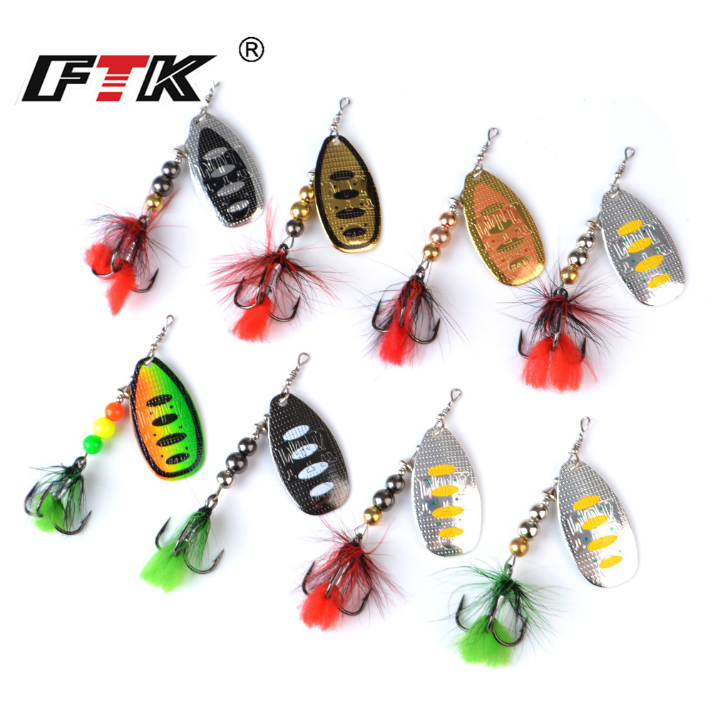 FTK المعادن الصيد إغراء سبينر  - مراجعة Fishing Hook Treble وسعره