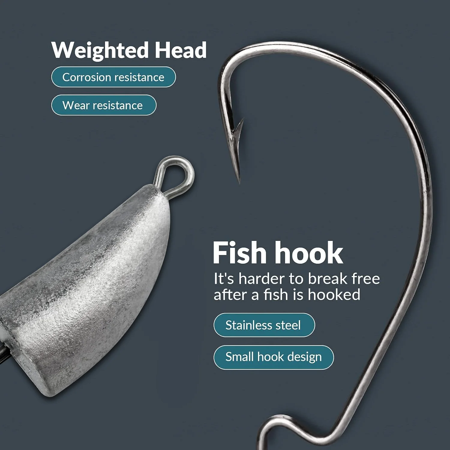 10 قطعة خطاف دودة الرأس المعدن - مراجعة Fishing Hook Assortment وسعره